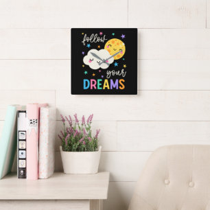 Follow Your Dreams Cloud & Moon Square Wall Clock