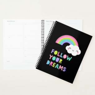 Follow Your Dreams Cute Rainbow Cloud Planner