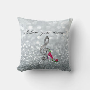 Follow your dreams, Glittery, Heels,Violine Key Cushion