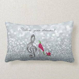 Follow your dreams, Glittery, Heels,Violine Key Lumbar Cushion