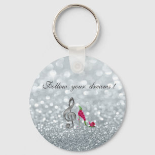 Follow your dreams, Glittery, Heels,Violine Key Ring
