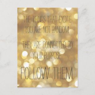 Follow your dreams! Gold Inspirational Quote Postcard