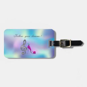 Follow your dreams, Heels,Violine Key Holographic Luggage Tag