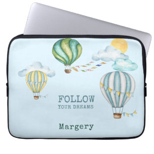Follow Your Dreams Hot Air Balloons Illustration Laptop Sleeve