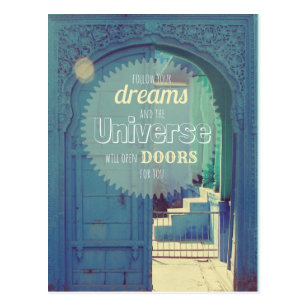 "Follow your dreams"- inspirational quote postcard
