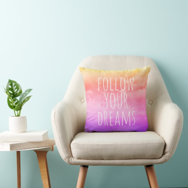 Follow Your Dreams Inspirational Quote Sunset Cushion (Chair)