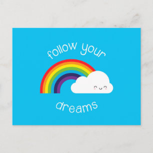 Follow Your Dreams Kawaii Rainbow Postcard