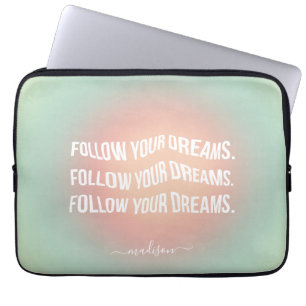 Follow Your Dreams Pastel Gradient Motivational  Laptop Sleeve