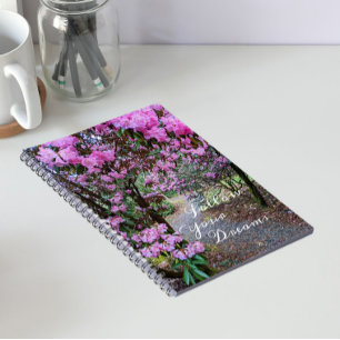 Follow Your Dreams Quote Floral Garden Path Notebook