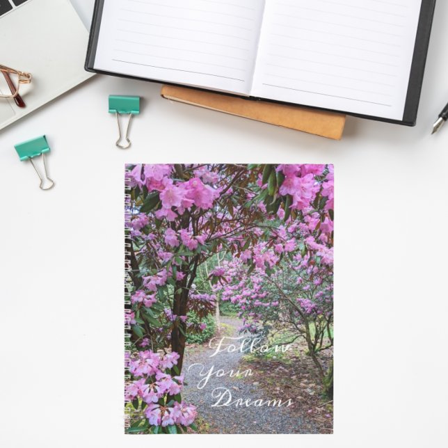 Follow Your Dreams Quote Floral Garden Path Notebook (In Situ)