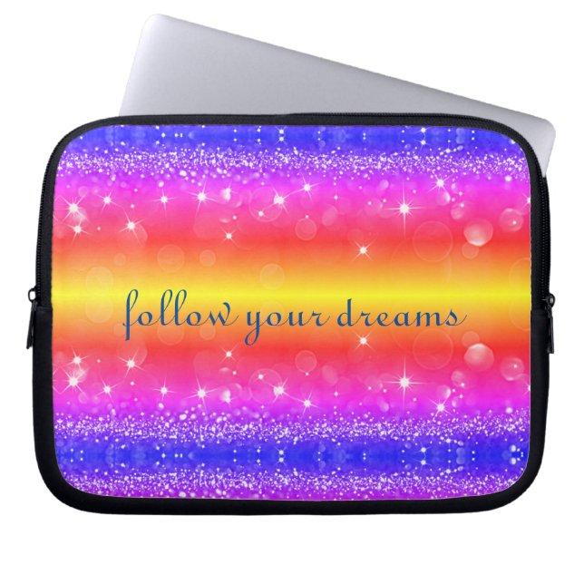 Follow Your Dreams Rainbow Electronics Bag (Front)