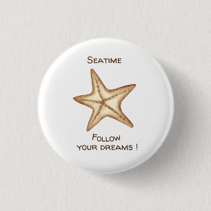 Follow your dreams watercolor Seatime Starfish 3 Cm Round Badge