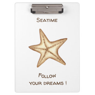 Follow your dreams watercolor Seatime Starfish Clipboard
