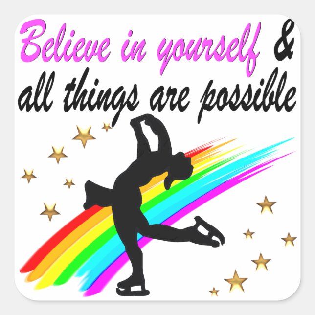 FOLLOW YOUR FIGURE SKATING DREAMS DESIGN SQUARE STICKER (Front)
