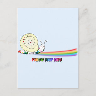 Follow Your Fun Cute Snail Rainbow Postcard