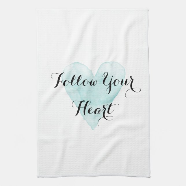 Follow Your Heart 100% cotton kitchen hand towels (Vertical)