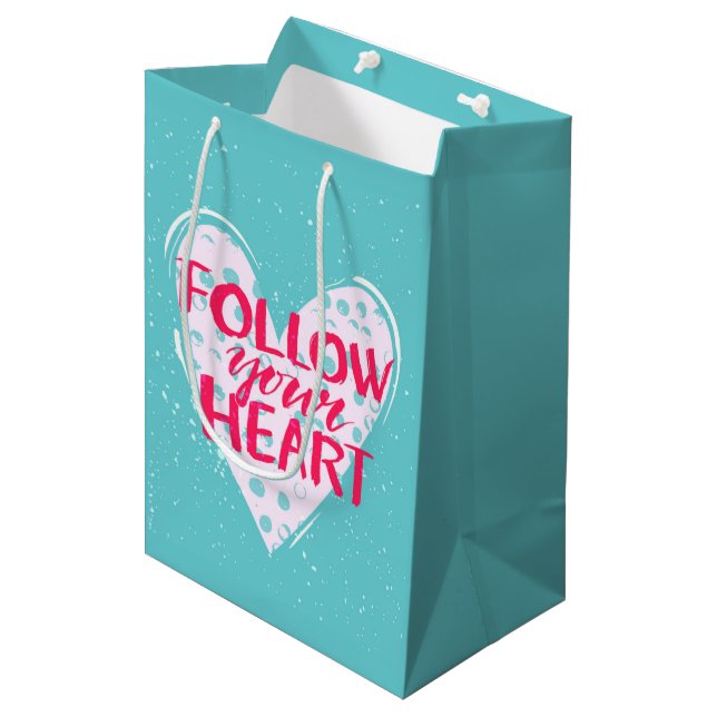 Follow Your Heart 2 Medium Gift Bag (Front Angled)