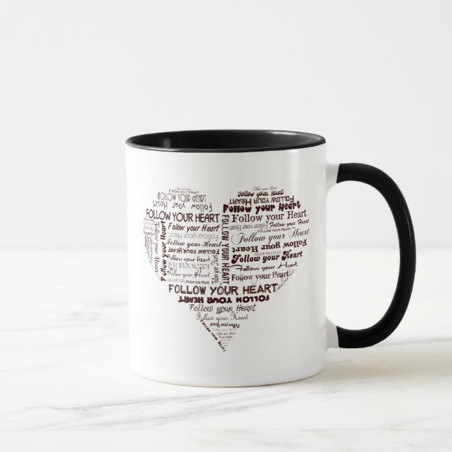 Follow Your Heart Black and White Mug (Right)