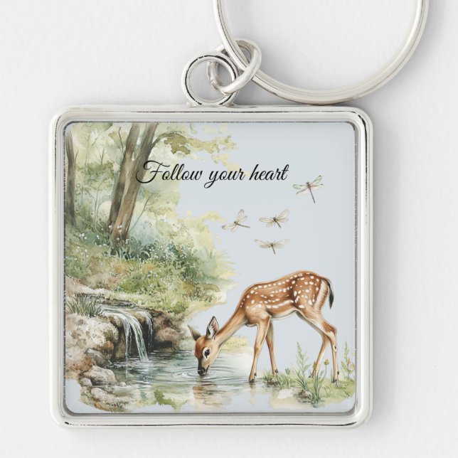 Follow Your Heart Deer Meadow   Key Ring (Front)