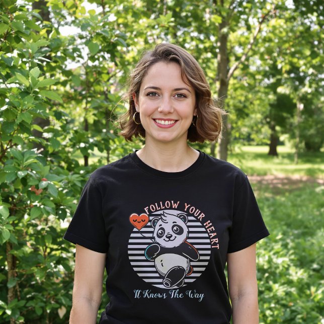 Follow Your Heart Panda Cute Inspirational T-Shirt (Creator Uploaded)
