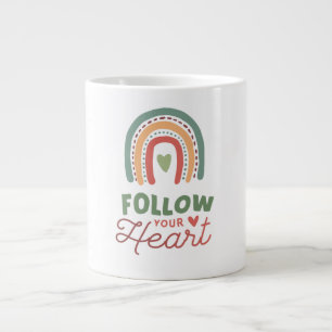 Follow Your Heart Retro Rainbow Inspirational Desi Large Coffee Mug