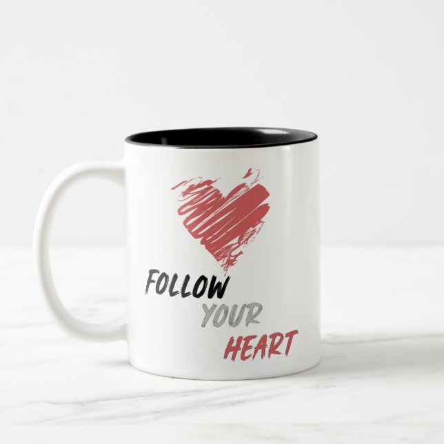 Follow Your Heart  Two-Tone Coffee Mug (Left)