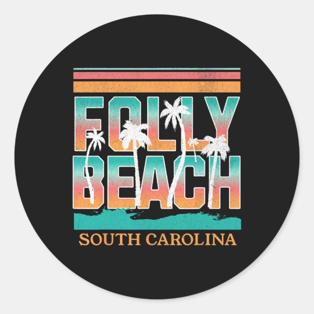 Folly Beach _3  Classic Round Sticker (Front)