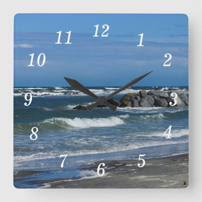 Folly Beach Atlantic Square Wall Clock (Front)