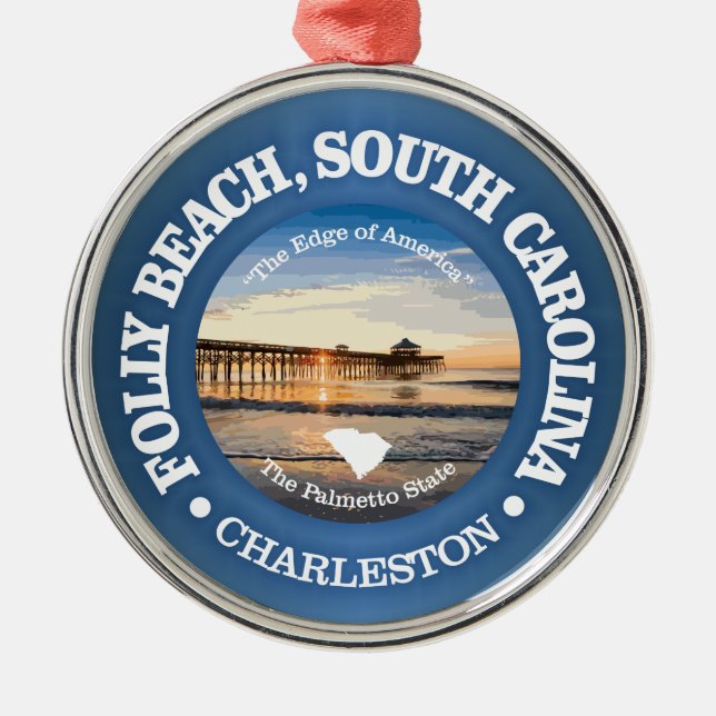 Folly Beach (C) Metal Ornament (Front)