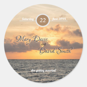Folly Beach Morning Wedding Classic Round Sticker