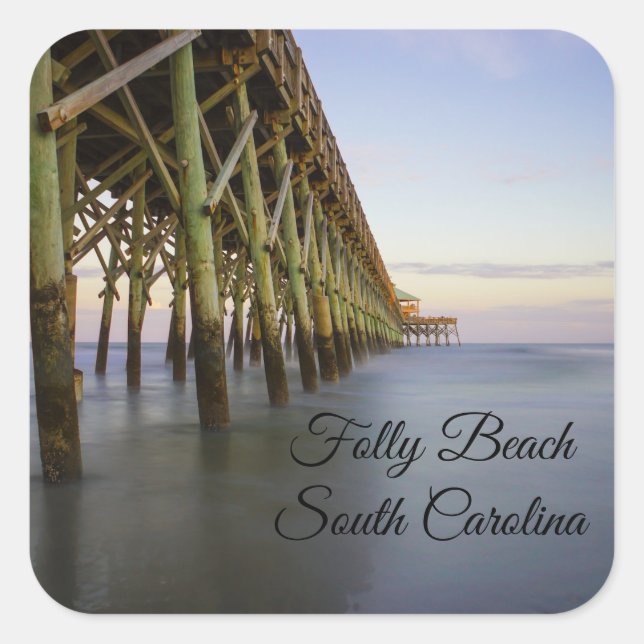 Folly Beach Pier Beauty Square Sticker (Front)
