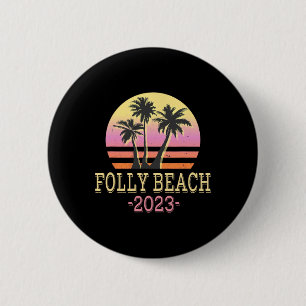 Folly Beach Retro Beach Family Vacation Men Women 6 Cm Round Badge