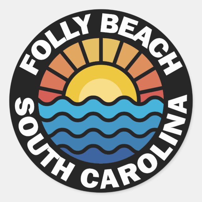 Folly Beach, South Carolina Classic Round Sticker (Front)