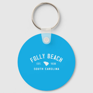 Folly Beach South Carolina Est 1938 Vintage Preppy Key Ring