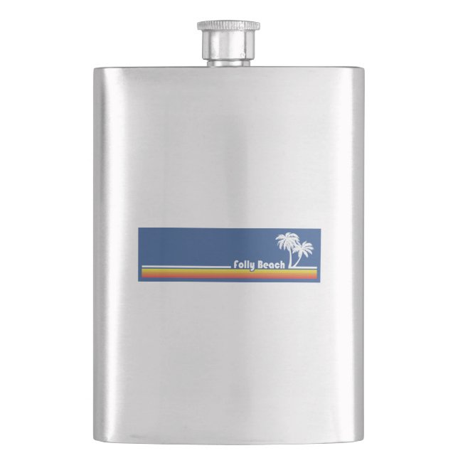 Folly Beach South Carolina Hip Flask (Front)