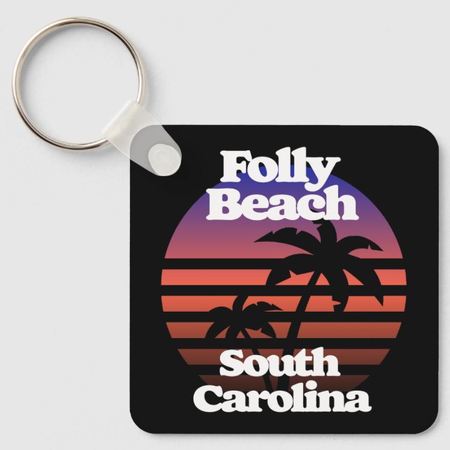 Folly Beach South Carolina Key Ring (Front)