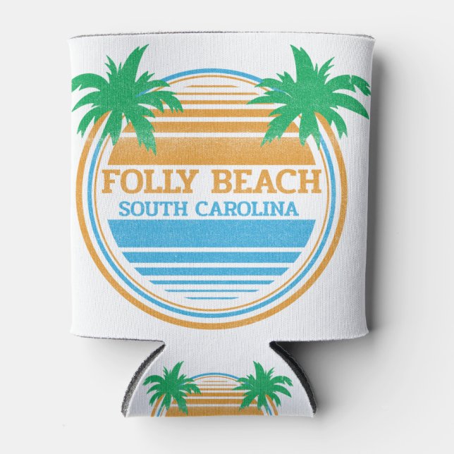 Folly Beach South Carolina Palm Trees Can Cooler (Front)