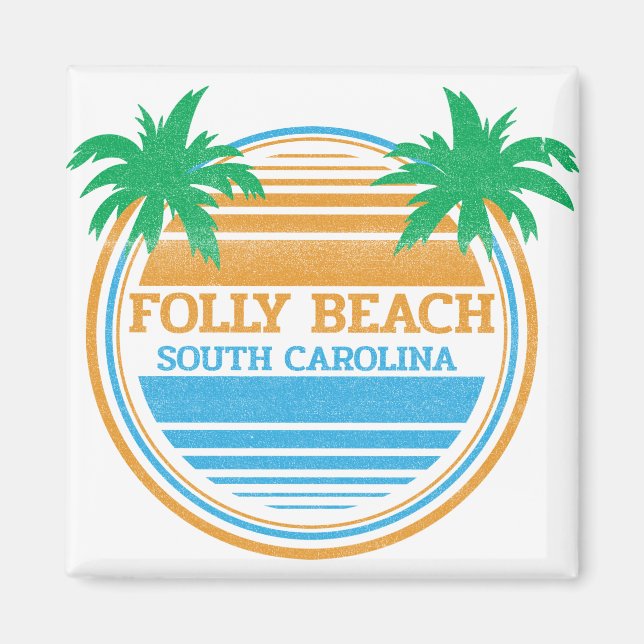 Folly Beach South Carolina Palm Trees Magnet (Front)