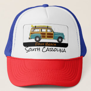 Folly Beach, South Carolina Surf Woody Trucker Hat