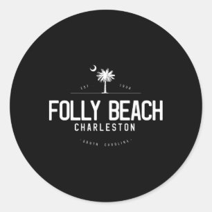 Folly Beach South Carolina Surfing Classic Round Sticker