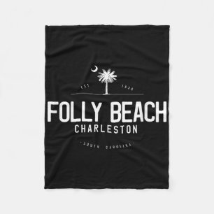 Folly Beach South Carolina Surfing Fleece Blanket