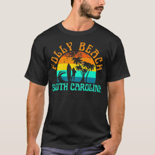 Folly Beach South olina Surf Beach Surfer SC Girls T-Shirt