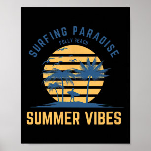 Folly Beach Surfing Spot For Men Women Kids Poster