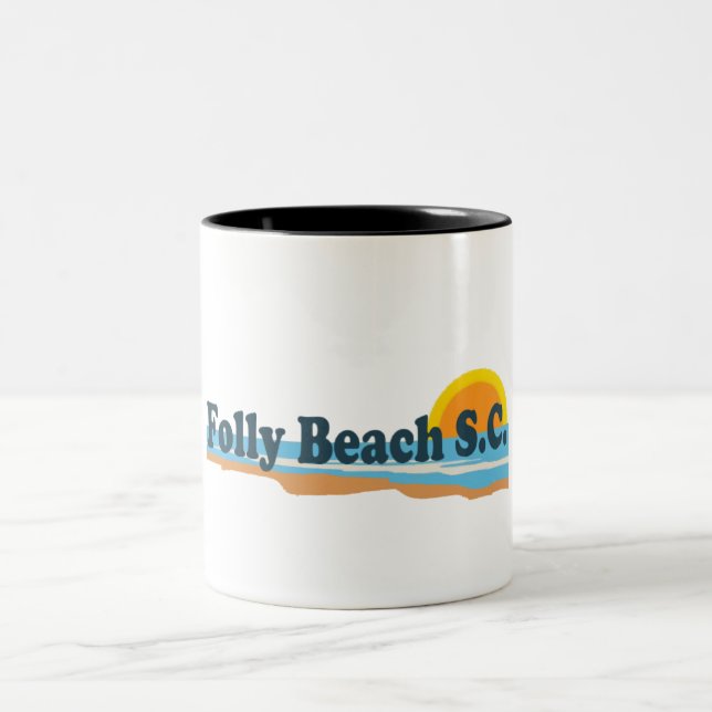 Folly Beach. Two-Tone Coffee Mug (Center)
