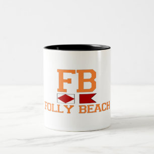 Folly Beach. Two-Tone Coffee Mug