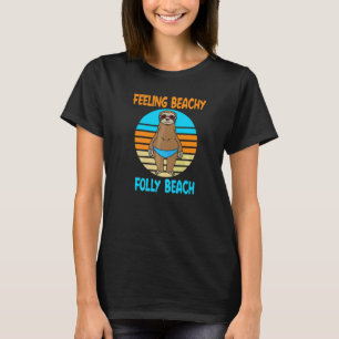 Folly Beach Vacation Fun Sloth T-Shirt