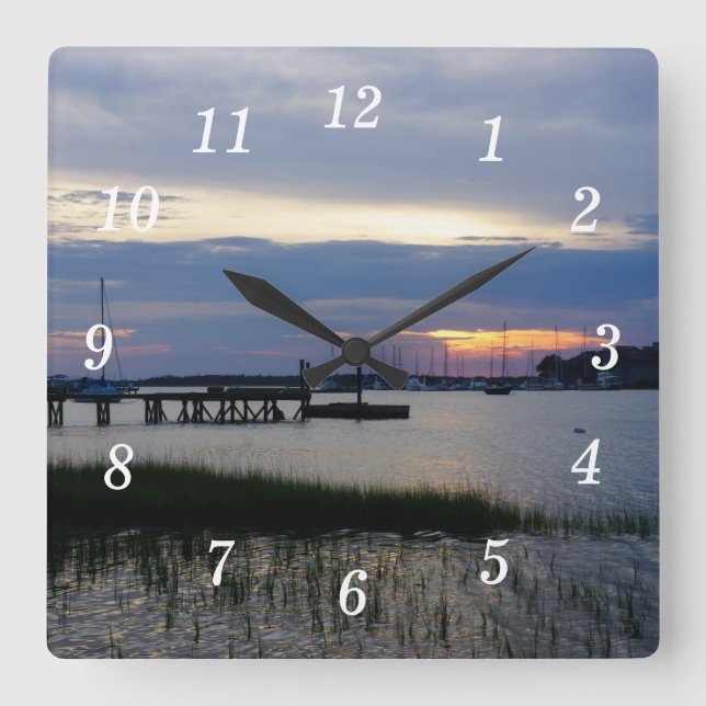 Folly Harbour Sunset Wall Clock (Front)