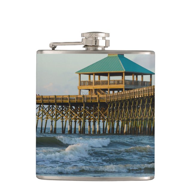 Folly Pier Morning Hip Flask (Front)
