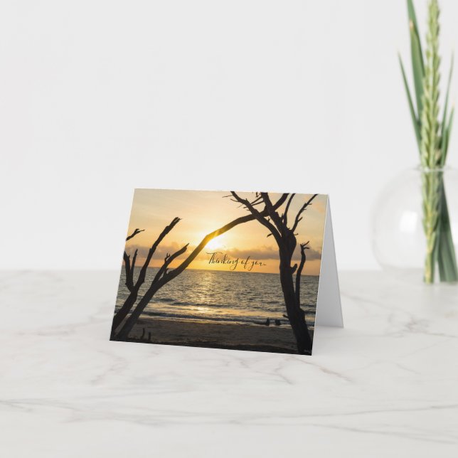 Folly Sunrise Tree Silhouette Thinking Of You Card (Front)
