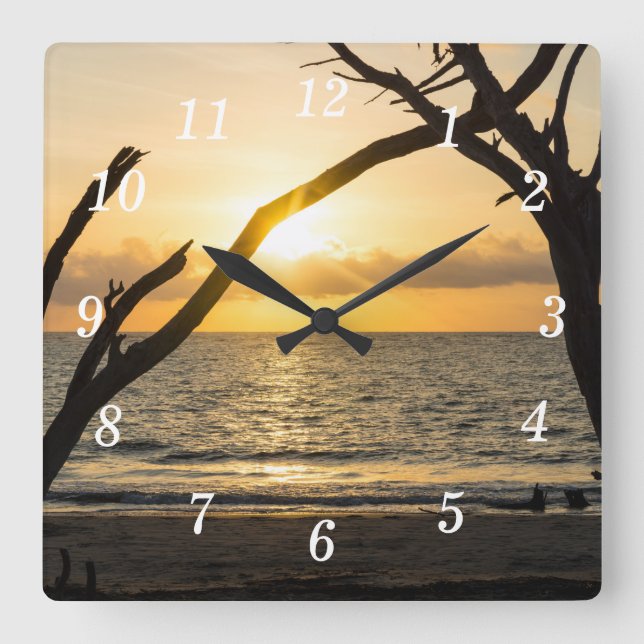 Folly Sunrise Tree Silhouette Wall Clock (Front)